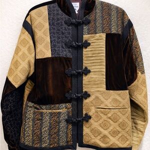 Max & Mabel Patchwork Brocade Frog Closure Jacket | Size 1